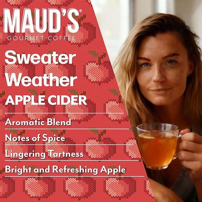 Maud's Hot Apple Cider Pods, 48 ct, Single Serve Pods – Spiced Apple Cider Flavored Pod, Compatible with Keurig K Cups Maker