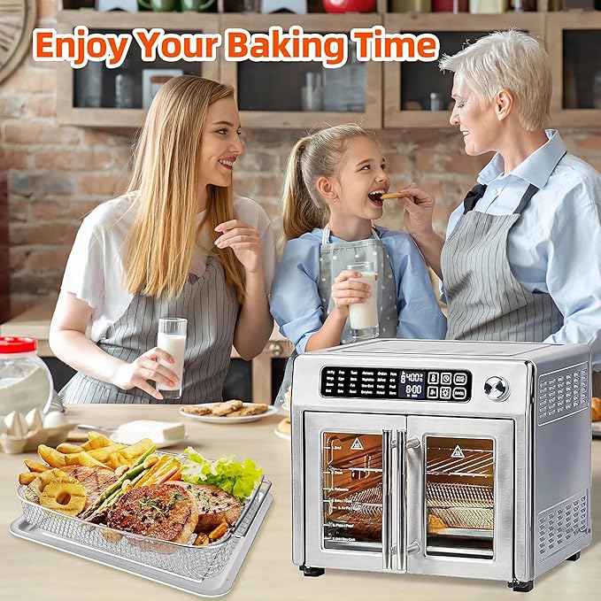 Air Fryer Accessories for Emeril Lagasse 26 Qt Extra Large Air Fryer, Air Fryer Basket with 100 Pcs Parchment Paper Sheets for Emeril Lagasse 26 Qt Toster Oven