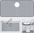 Bestjing Silicone Sink Protectors for Kitchen Sink with Rear Drain - 28.3"x 15.7" Kitchen Protector Accessory, Non-Slip Heat Resistan Mat for Bottom of Farmhouse Stainless Steel Porcelain(Gray)