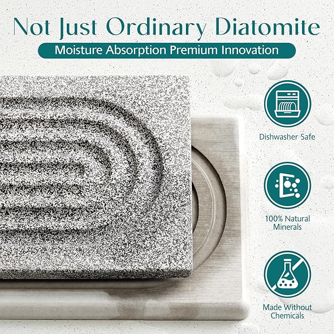 Stone Kitchen Sink Faucet Mat, Premium Upgraded Diatomite Drying Stone Mat & Sink Protector Splash Guard - Prevent Moisture Drying Stone Tray for Kitchen Counter (23.6" x 3.9", Dishwasher Safe)