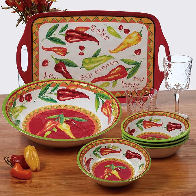 Certified International Red Hot 12 pc Melamine Dinnerware Set, Service for 4