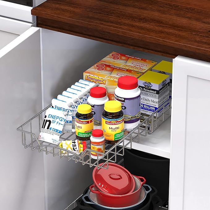 Simple Houseware 3 Tier Basket Drawer + Cabinet Pull-Out Shelf