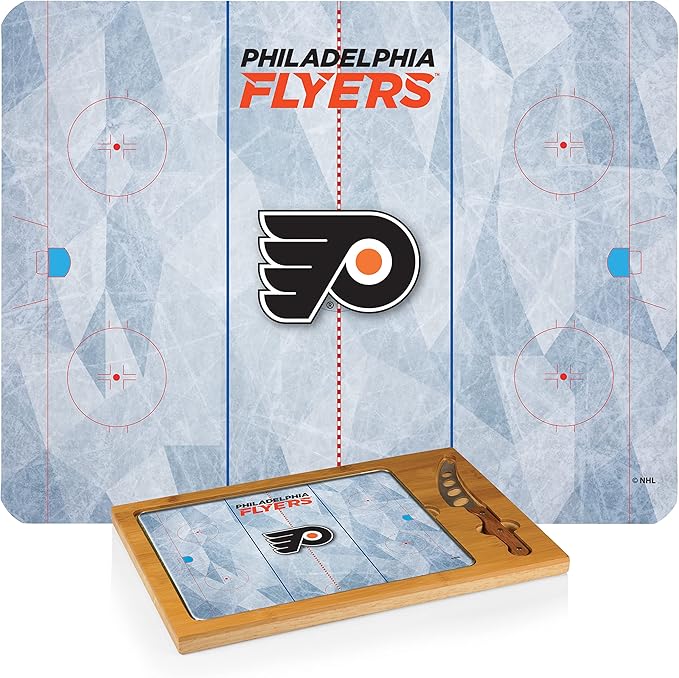 PICNIC TIME NHL unisex-adult NHL Icon Glass Top Cutting Board & Knife Set