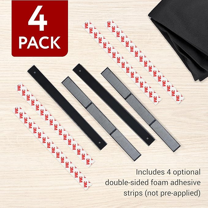 Impresa Extra-Long Adhesive Magnets for Kitchen Appliances - 10-Inch Magnetic Strips - Heat-Resistant Ferrite Magnets for Fireplace Draft Blockers, Brick Surfaces & Floating Spice Racks