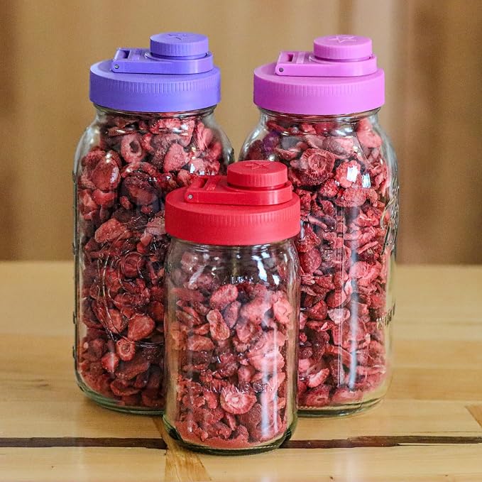 Brewing America Glass Mason Jar Pitcher with Lid - Mason Jars, 1 Quart (32 oz) with Violet Purple Wide Mouth Pour Lid, for Smoothie, Boba Cup, Sun Tea, Cold Coffee Glass Tumbler, 2-Pack
