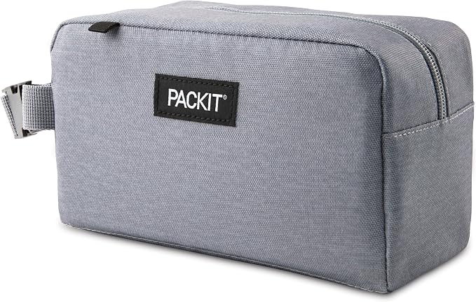 PackIt Freezable Snack Box, Gray Fog, Built with EcoFreeze Technology, Collapsible, Reusable, Zip Closure with Buckle Handle, Designed For Work Snacks, Fresh Snacks On the Go, Adults, and All Ages