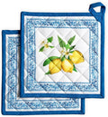 Maison d' Hermine Pot Holders 100% Cotton Heat Resistant Potholders 8" x 8" Hot Pads with Loop BBQ Cooking Baking Gifts for Mothers Day Handling Hot Pans Spring/Summer (Pack of 2, Cedrat)