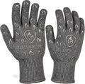 Oven Gloves with Fingers - 932°F Extreme Heat Proof and Cut Resistant Mitts for Kitchen, BBQ, Grill, Baking, Fire Pit - EN407 Certified with Non-Slip Silicone Grip and Cotton Lined for Comfort