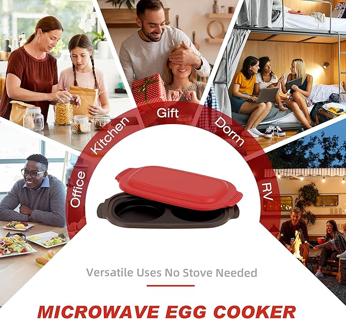 Microwave Egg Cooker, Microwave Egg Poacher | Cooker & Fryer for Breakfast Sandwiches | Maker for 2 Eggs | Dishwasher-Safe & BPA-free, Save Time,Portable for Home,Travel,Gifts