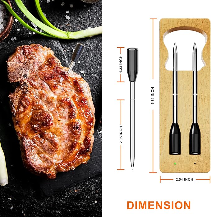 Smart Wireless Meat Thermometer with Ultra-Thin Probe | Long Range Cooking Thermometer with App for Remote Monitoring of BBQ, Grill, Kitchen, Smoker, Rotisserie
