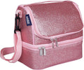 Wildkin Kids Two Compartment Insulated Lunch Bag – Keeps Food Hot or Cold, Easy-Clean Lining, Leak-Resistant & BPA-Free – Boys & Girls, Ideal for School, Travel & Daycare – Pink Glitter