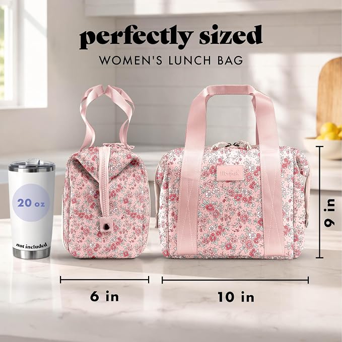 Fit & Fresh Remi Lunch Bag for Women Work – Neoprene Lunch Tote with Containers & Ice Pack, Reusable Meal Prep Lunch Box, Large Capacity, Machine Washable