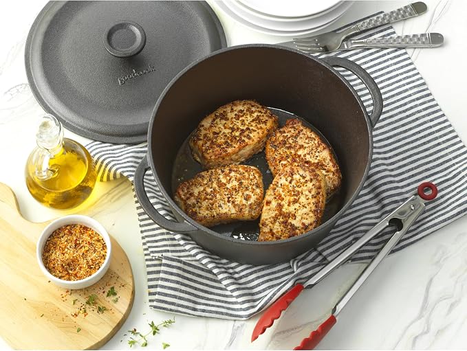 GoodCook Pre-Seasoned Cast Iron Dutch Oven, 5-Quart, Black