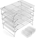 E-far Cooling Rack for Cooking and Baking-4-Tier, 15”x10” Collapsible & Stackable Tight-Wire Stainless Steel Cookie Rack for Baking Sheet, Oven, Roasting, Dishwasher Safe & Space Saving