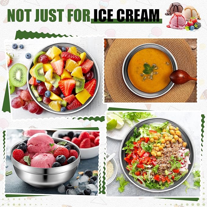 Funnymoom 8 Pack 34 oz Stainless Steel Bowls Double Walled Insulated Soup Ice Cream Metal Mixing Nesting Bowls for Serving Soup Rice Cereal