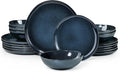 HaWare Plates and Bowls Set, Stoneware Dinnerware Sets, 18-Piece Hand-painted Dishware for 6, Ceramic Dinner Set for Home Kitchen, Microwave and Dishwasher Safe, Reactive Starry Blue