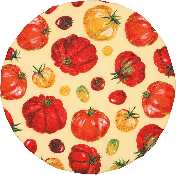 Now Designs Heirloom Tomatoes Bowl Covers Set of 2, DIA7.5in & DIA9.25in, Reusable