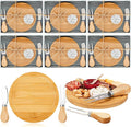 Maxcheck 6 Sets Baby Shower Bridal Game Prizes for Winners Round Cheese Board Set Wood Mini Charcuterie Board with Knives and Forks Thank You Card with Gift Box for Guests Wedding (Bamboo)