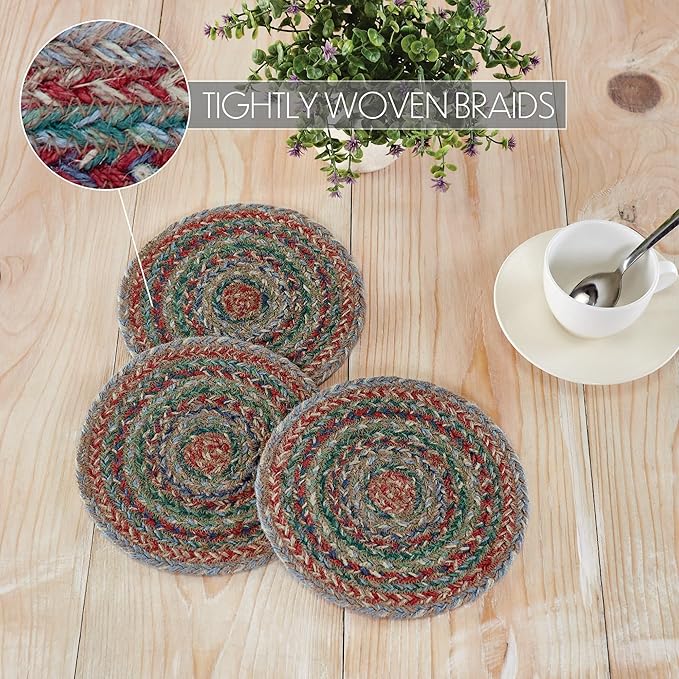 VHC Brands Multi Jute Trivet 8 inch Diameter Set of 3