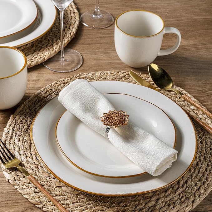 AmorArc Ceramic Dinnerware Sets, Handmade Stoneware Reactive Glaze Plates and Bowls Set, Scratch Resistant | Dishwasher & Microwave Safe, Service for 4 (12pc)