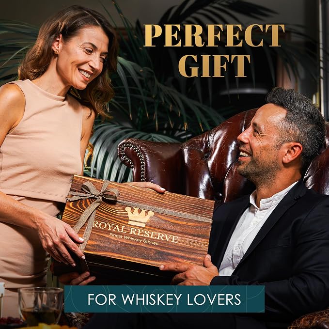 Whiskey Decanter Set by Royal Reserve – Whiskey Gifts Set - Twisted Bourbon Decanter 24 oz with Glasses, Whiskey Stones, Coasters, Tongs – Birthday Gift for Men, Husband, Him, Dad, Boyfriend