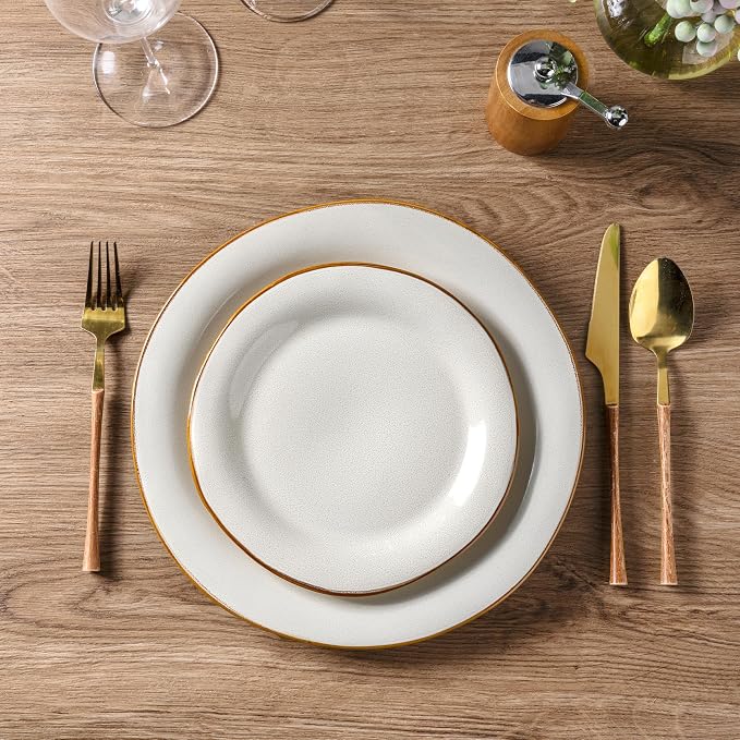 AmorArc Ceramic Dinnerware Sets, Handmade Stoneware Reactive Glaze Plates and Bowls Set, Scratch Resistant | Dishwasher & Microwave Safe, Service for 4 (12pc)