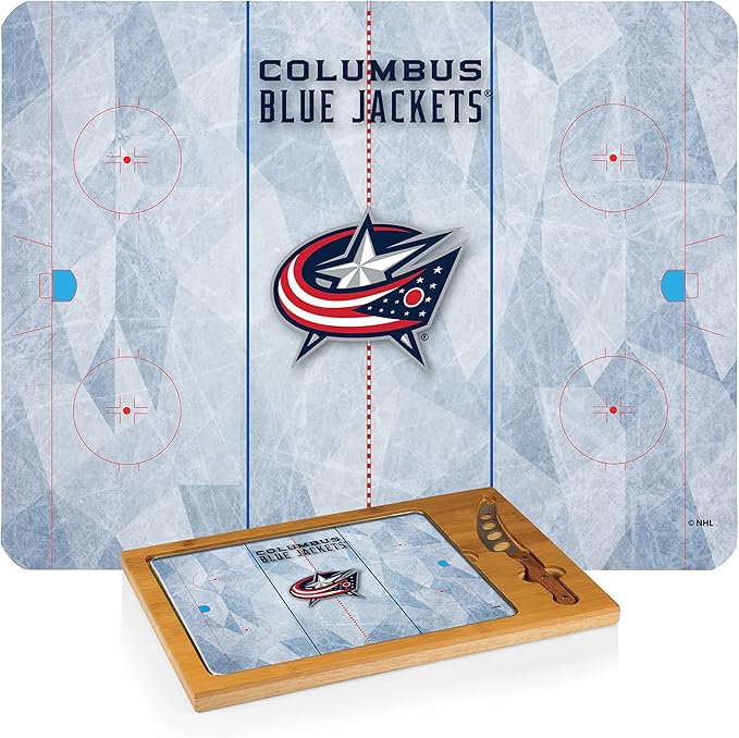PICNIC TIME NHL unisex-adult NHL Icon Glass Top Cutting Board & Knife Set