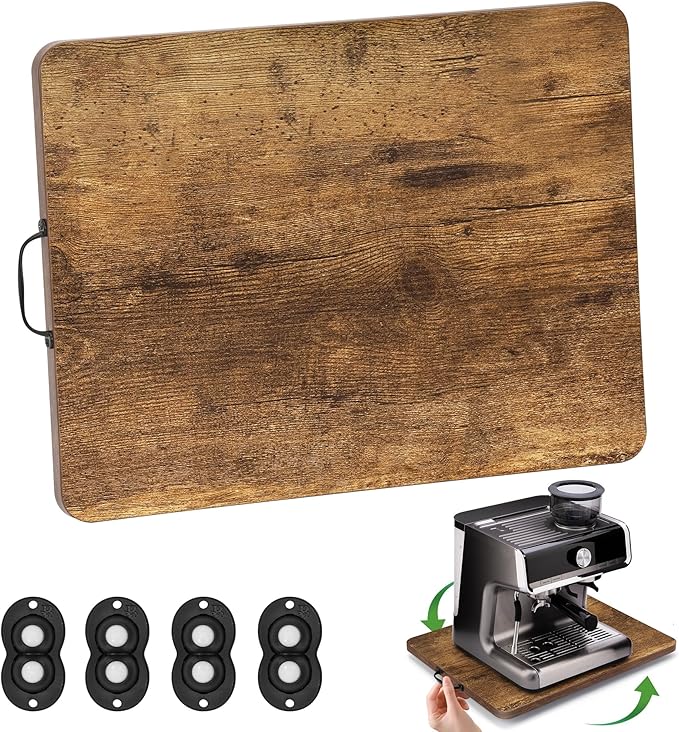 Appliance Slider, Sliding Tray for Coffee Maker, Coffee Pot Slider for Countertop, 360° Rolling Tray Appliance Slider for Kitchen Appliances- Rustic Brown (10” X 12”)