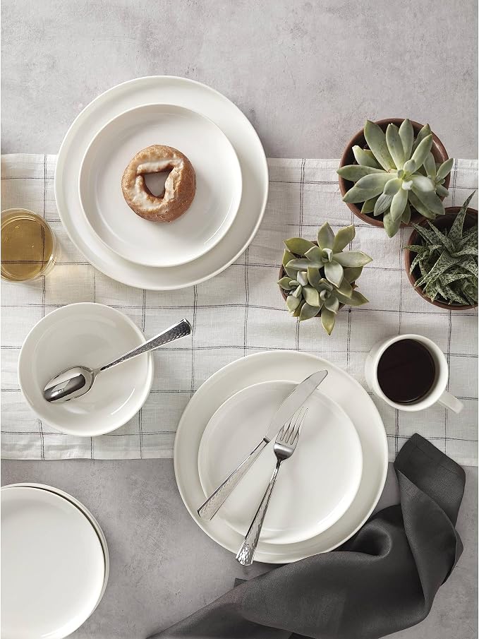 Oneida White 24 Seven Piece Dinnerware Set, 12 Count, Dorm Necessities, Dorm Essentials