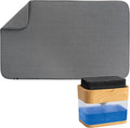 S&T INC. Dish Drying Mat 18" x 30" Charcoal and Dish Soap Dispenser Bamboo Bundle