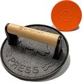 Cast Iron 7" Smash Burger Press,Heavy Duty 2.5lb Burger Smasher with Wood Handle and Silicone Protective Cover for Griddle,Grill Press for Hamburger, Bacon, Steak, Barbecue Grilling Tool