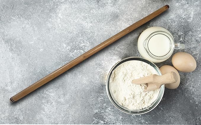 THE VIOLET 80 cm (31.5 Inch) Turkish Baklava Wood Extra Long Rolling Pin | Baking, Dough, Pasta, Kitchen