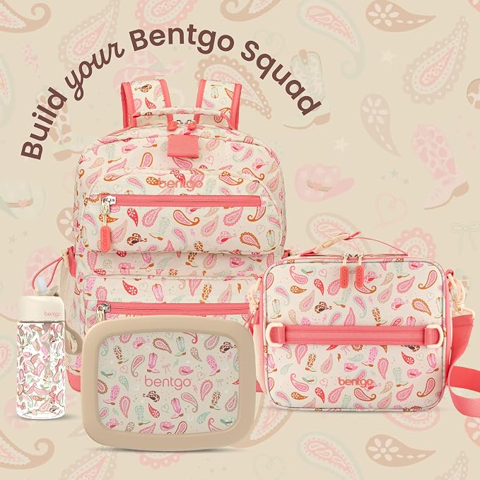 Bentgo Kids Prints Lunch Bag - Double-Insulated, Reusable, for Kids 3+, Adjustable Strap; Holds Lunch Box/Water Bottle/Snacks; Easy-Clean, Water-Resistant, Pockets (NEW Cowgirl Dreams)