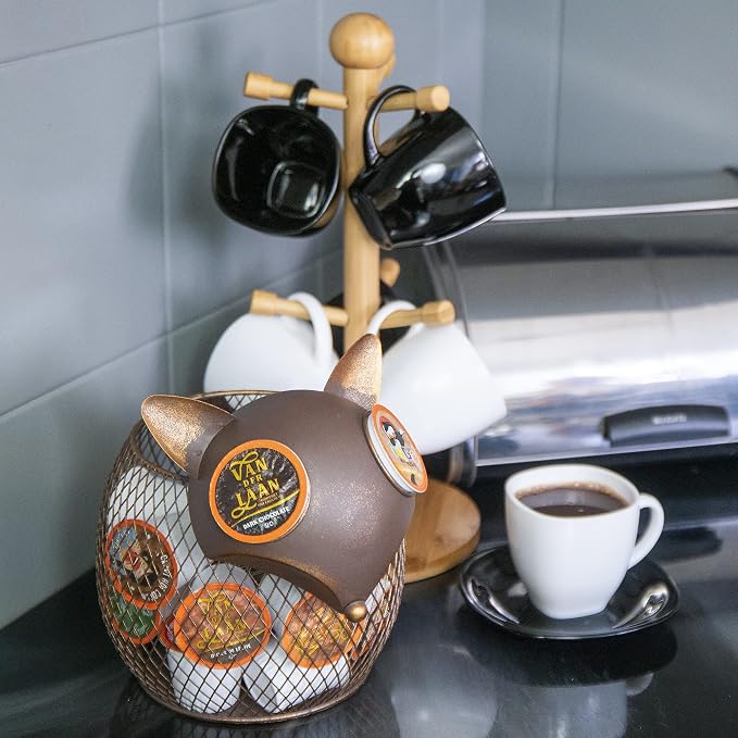 Made Easy Kit Coffee Pod Organizer - Home Coffee Bar Functional Décor - Café Station Countertop Storage Accessories (Fox)