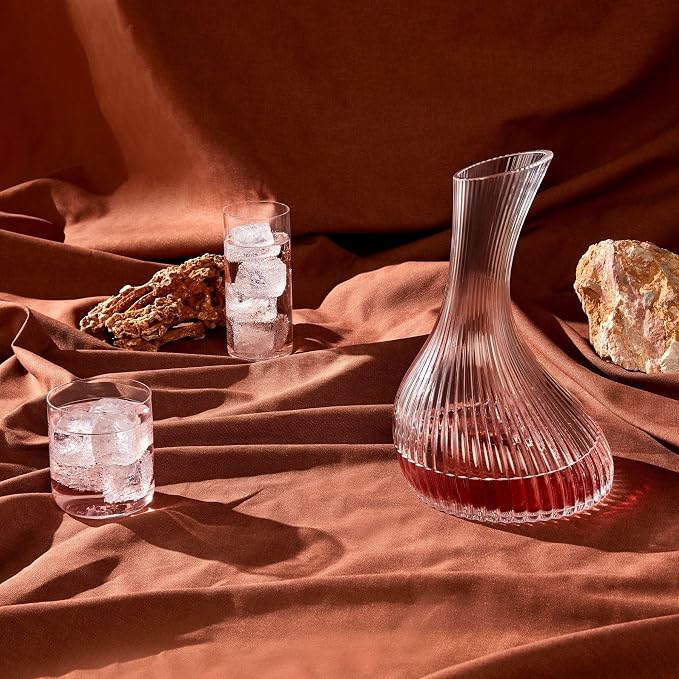 NUDE Whiskey Glasses Set of 4 DOF – 13.25 oz Premium Lead-Free Crystal Old Fashioned Rocks Glasses for Whisky, Scotch & Bourbon – Subtle Curved Base, Dishwasher Safe Barware