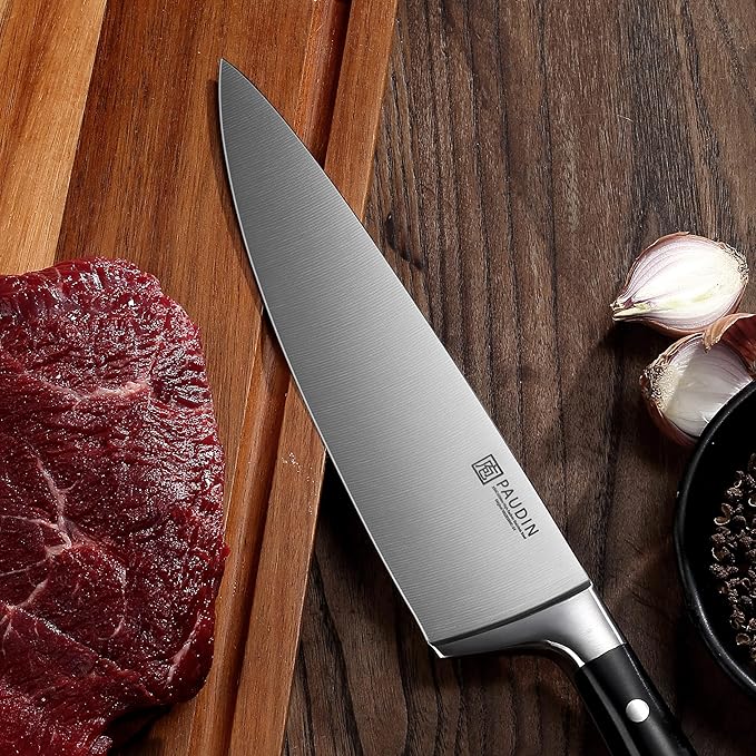 PAUDIN 8-Inch Chef's Knife – Ultra-Sharp High Carbon Stainless Steel Blade, Ergonomic Handle, Professional Quality Kitchen Knife in Gift Box for Home & Restaurant Use