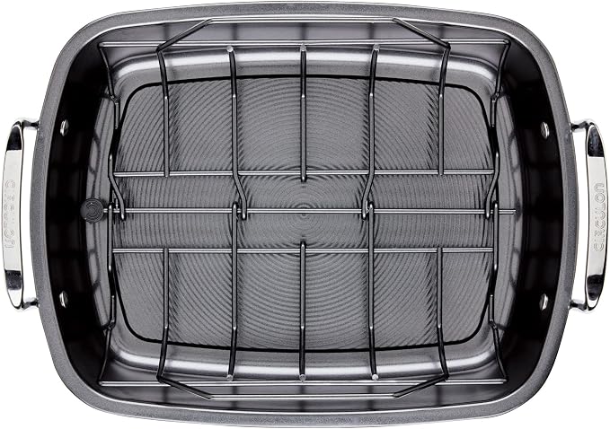 Circulon Ultra-Lasting Nonstick Roasting Pan with Rack, Roaster Pan with Easy Serve Rack, 17-Inch x 13-Inch, Black