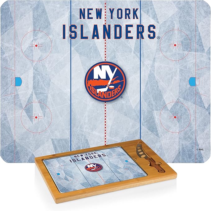 PICNIC TIME NHL unisex-adult NHL Icon Glass Top Cutting Board & Knife Set