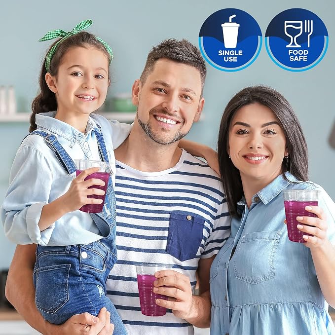 PAMI Disposable Plastic Cups, Bpa- Drinking Glasses for Parties, Cold Drinks, Smoothies, Jello, Cocktails (7 Oz - Case of 1200)