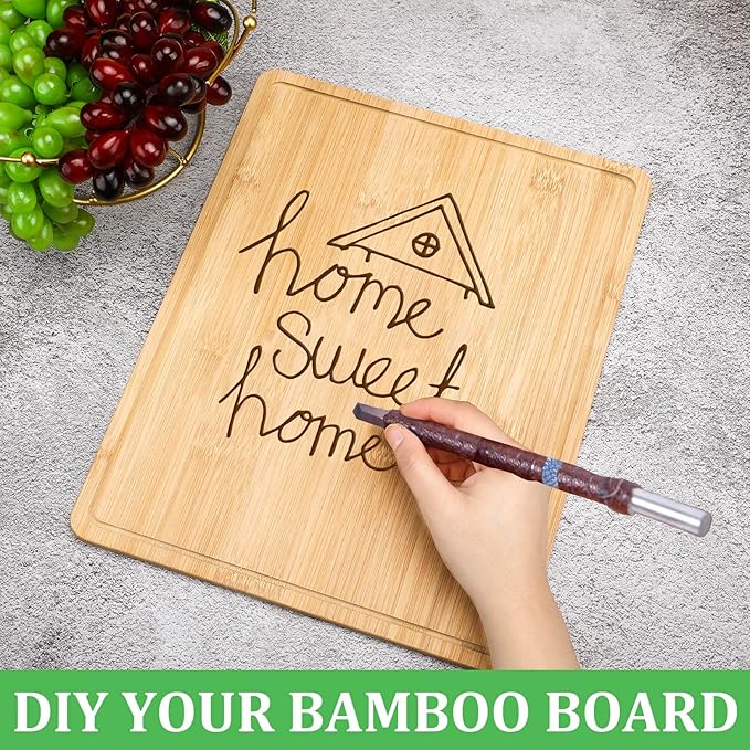 Eaasty 10 Pieces Bamboo Cutting Boards Set Bamboo Chopping Board Bulk Wooden Cutting Thick Sturdy Chopping with Juice Groove for Kitchen Meat Cheese and Vegetables Heavy Duty Serving Tray