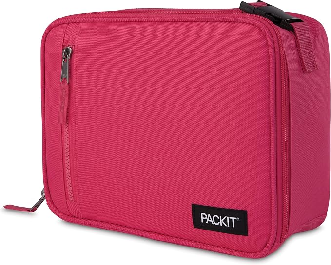PackIt(R) Freezable Classic Lunch Box, Magenta, Built with EcoFreeze(R) Technology, Collapsible, Reusable, Zip Closure With Zip Front Pocket and Buckle Handle, Designed for Fresh Lunch On the Go