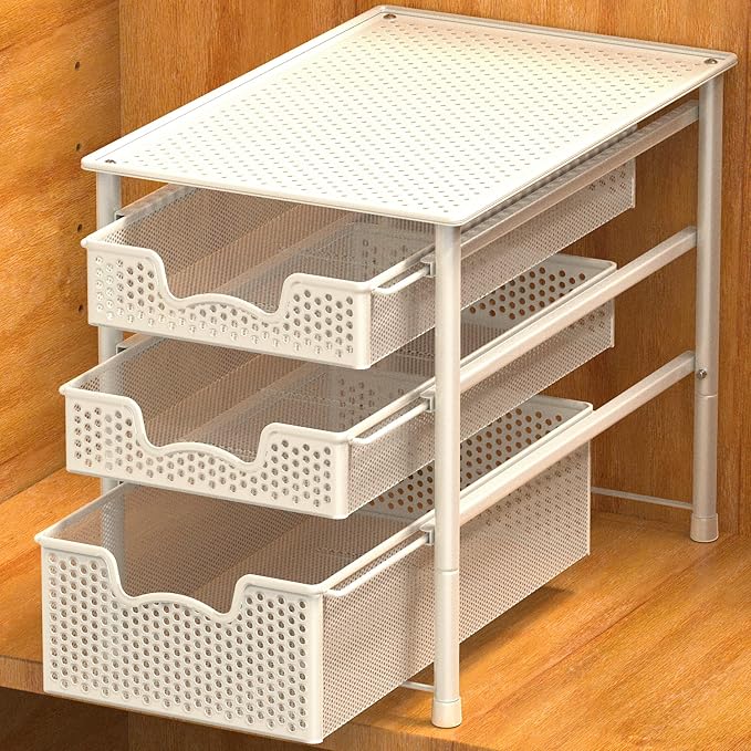 Simple Houseware 3 Tier Basket Drawer + Cabinet Pull-Out Shelf
