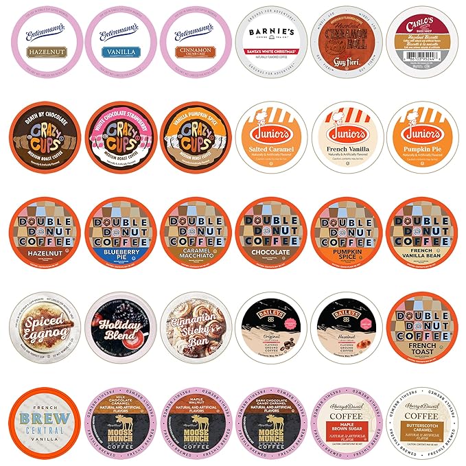 Perfect Samplers Flavored Coffee Variety Sampler Pack, Assorted Flavors in Single Serve Pods for Keurig K-Cup Machines, 30 Count
