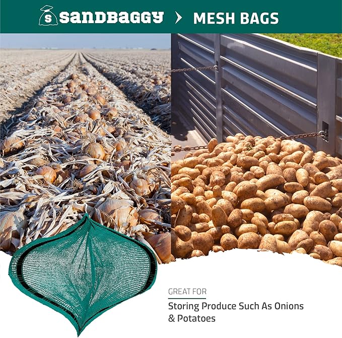 Sandbaggy Mesh Onion Produce Bags | XXL 24" x 35 Inch Bags | 50 lb Capacity | Breathable Fabric | Great for Packaging Produce & Fruit (Pack of 100)