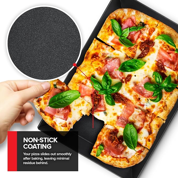 Stock Your Home 8x10 Detroit Style Pizza Pan – Non-Stick Deep Dish Aluminum Pan for Focaccia, Sicilian Bread, Brownies & Chicago-Style Pizza
