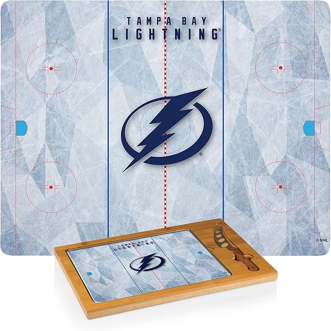 PICNIC TIME NHL unisex-adult NHL Icon Glass Top Cutting Board & Knife Set