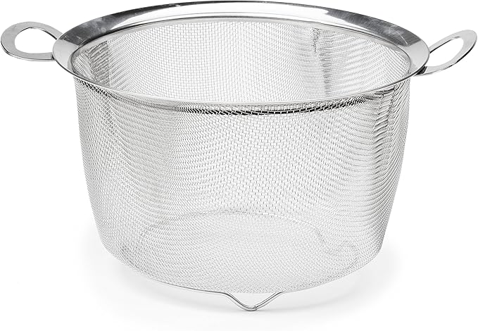 RSVP International Endurance Kitchen Collection Stainless Steel Mesh Strainer, 6 Quart, Wide Rim