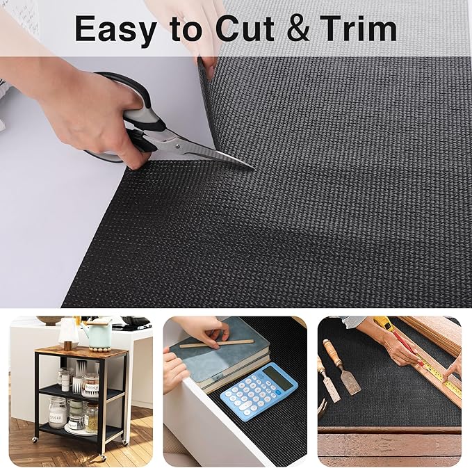 PABUSIOR Toolbox Shelf Liners Black: 5MM Thick Heavy Duty Tool Box Foam Liner for Drawers - Non Slip Grip Cabinet Mats for Garage Shelves 16" W x 98" L