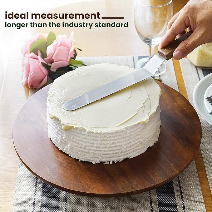 TIDITA 13" Acacia Cake Stand Rotating – Rustic Wood Turntable Pedestal Stands – Wooden Spinning Tables for Food Serving - Round Cake Decorating for Cupcake Dessert Display in Party, Wedding, Birthday