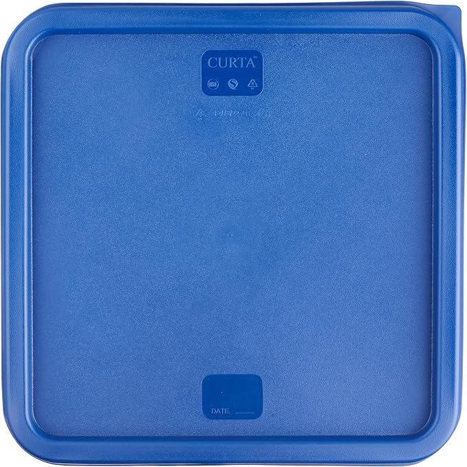 CURTA 4-Pack Food Storage Containers with Blue Lids - 12 Qt & 22 Qt Square Clear Polycarbonate - NSF Listed, Commercial Grade, Freezer & Dishwasher Safe, Stackable